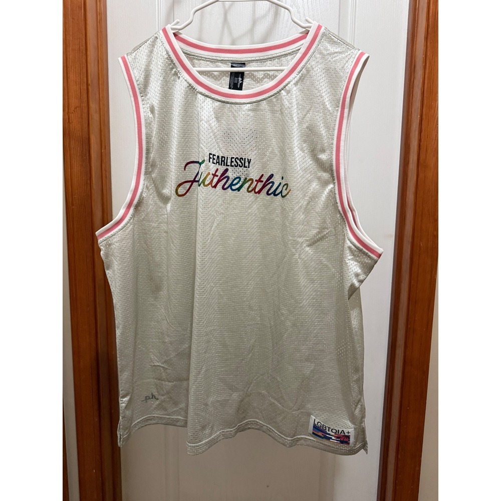 Target Pride Fearlessly Authentic Silver Mesh Basketball Jersey Rainbow 3XL